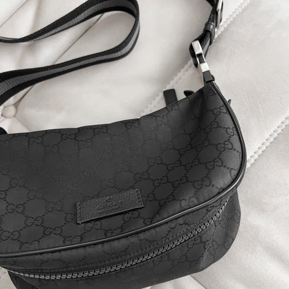 Rare Gucci Black Monogram Guccissima Belt Shoulder Bag Italy - Picture 3 of 14